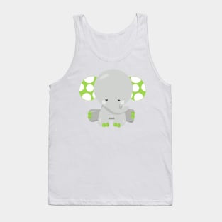 Cute Elephant, Little Elephant - Green Gray Tank Top